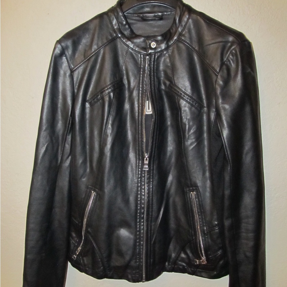 Guess Women's Black Faux Leather Jacket
